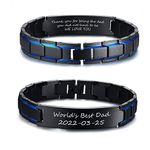 VNOX Dad Gifts Stainless Steel Black&Blue Adjustable Link Bracelet Inspirational Courage Quote to My Daddy Bracelets to Father,Birthday, Idea to Dad