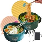 Microwave Ramen Bowl Set Noodle Bowls with Lid Speedy Ramen Cooker in Minutes BPA Free and Dishwasher Safe for Office College Dorm Room Instant Cooking (Pink&Green)