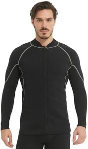 Lemorecn Men's Wetsuit Top 2mm Long Sleeve Super-Stretch Neoprene Jacket for Diving, Surfing, Snorkeling & Water Sports (2028-L)