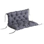 Outsunny 2 Seater Bench Cushion, Garden Chair Cushion with Back and Ties for Indoor and Outdoor Use, 98 x 100 cm, Dark Grey