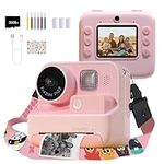 Mafiti Kids Camera Instant Print, 48MP Digital Camera with Zero Ink, Selfie 1080P Video Camera with 32G TF Card, Toys Gifts for Girls Boys Aged 3-12 for Christmas/Birthday/Holiday (Pink)