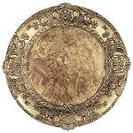 Koyal Wholesale Antique Embossed Charger Plates, 4-Pack French Style Decor, Ornate Charger Plates, Rustic Farm Table Decor (Bronze)