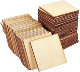 Juvale 60 Pieces 2x2 Wood Squares for DIY Crafts, Unfinished Wooden Cutout Tiles for Painting