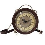 Clock Bag Real Work Steampunk Style Portable Purse Chain Shoulder Female Bag Crossbody Bags Creative Round Crossover Purse Fashion Messenger Shoulder Bag Handbag for Women (B)