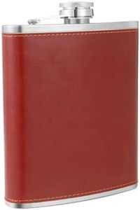 TOX TANEAXON 18 oz Red Brown Large Capacity Stainless Steel Whiskey Liquor Hip Flask with Leather Wrapped