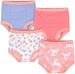 Gerber Baby Girls' Infant Toddler 4 Pack Potty Training Pants Underwear, Unicorn Pink and Purple, 3T