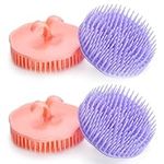 Aroveea Hair Scalp Brush Dandruff Cleaning Brush Shower Scalp Shampoo Brush Scalp Massager Pack of 4 (Orange and Violet)