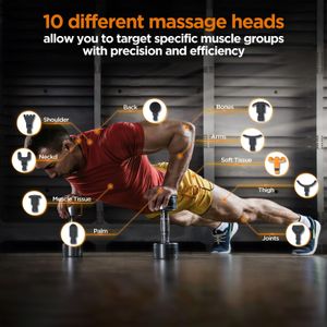 Deep Tissue Massage Gun – 30 Speeds, 10 Heads, Quiet Glide, LCD, Portable