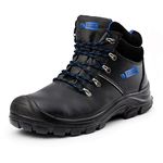 Black Hammer Mens Safety Boots Work Shoes Smooth Leather Steel Toe Cap and Midsole Lightweight Water Resistant Trade & Utility Footwear S3 SRC 8822 (9 UK)