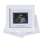 Baby Sonogram Photo Frame - 1st Ultrasound Picture Frame - Idea Gift for Expecting Parents,Baby Shower, Gender Reveal Party,Baby Nursery Decor (Silver Text, White)