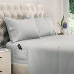 DREAMCARE King Size Bed Sheets - 4 Piece Deep Pocket King Sheets Set - Up to 15in - Luxury Hotel Bedding Sets King - Draps Lit King - Elegant Comfort - Shrink & Fade Resistant - (King, Light Gray)