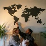 GRAHAM DECORS 3D Wooden World Map Wall Art | LED Light Option | Wall Art for Home & Office Decoration | Educational Wall Decor Art | Ideal Gift for Travelers (Black, Large, Without LED Light)