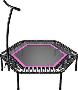 bellicon Jumping Fitness Trampoline 137 cm up to 150 kg (Extra Strong) | 3-Piece Frame with Handle - Easy Assembly | With Patented Rope Rings | The Original - Made in Germany (Pink)