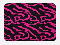 Ambesonne Pink Zebra Bath Mat, Fashion Zebra Stripes Exotic Savannah Abstract Motif Quirky Retro Concept, Plush Bathroom Decor Mat with Non Slip Backing, 30.2" x 20", Magenta and Black