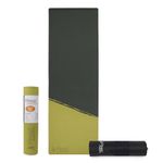 Fitness Mantra® TPE 8mm Cross Color Anti-Slip Yoga Mat with Cover Bag for Gym Workout and Yoga Exercise for Men & Women Fitness| 1 Piece| With Cover Bag| Thickness 8mm| Army + Lemon|