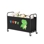 GRANNY SAYS Toy Chest with Wheels, 135L Extra Large Toy Storage Organizer, Metal Storage Box for Kids Toys, Toddlers Toy Bin for Children Nursery Play Room Organizing Baby Plush Toys, Black