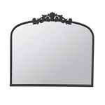 Kea 41 Inch Wall Mirror, Black Curved Arched Metal Frame, Baroque Design