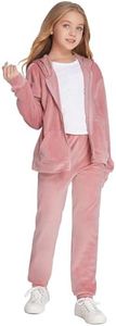 Zaclotre Velour Tracksuit Girls 2 Pieces Joggers Outfits Zip Up Sweatsuits Set Casual Sweat Suits Clothing Set 6-8 Years