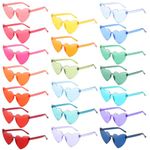 20 Cateye Heart Rimless Sunglasses Colored Party Glasses Bulk One Piece Transparent Fun sunglasses for Teen Adult