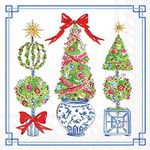 Boston International Rosanne Beck Winter Holiday Christmas IHR 3-Ply Paper Napkins, 20-Count Cocktail Size, Bright Topiary Trees