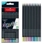 Faber-Castell Black Edition Metallic Colouring Pencils: 12 Count, Black Wood and Super Soft Core Lead Colored Pen Set, Metallic Colored Pencils, Colored Pencils for Kids, Beginners & Artists