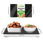 NutriChef Warming Tray Hot Plate Food Warmer with Non-Stick Heat Resistant Glass , Stainless Steel (PKWTR15)(14.5'' x 8.6'' Heating Surface)