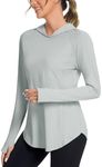 Bashafo Womens Gym Clothes UPF 50+ Athletic Long Sleeve Fishing Shirts Quick Dry UV Protection Clothing Outdoor (Grey,XXL)