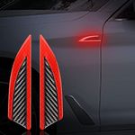 Kelenate® (Red) 2PCS Carbon Fiber Car Fender Stickers Decal Protection Car Side Sticker Reflective Safety Decoration for Cars Trucks Pickup Compatible with NuvoSport