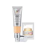 IT Cosmetics Your Skin But Better CC+ Cream 32ml with SPF 50 Protection & Confidence in a Cream, Full-Coverage Foundation and Concealer and 3ml of Hydrating and Anti-Ageing Moisturiser