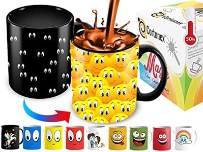 Cortunex Color Changing Coffee Mug - 11 Oz Ceramic Heat Sensitive Mug with Funny Yellow Cartoon Smiley Faces - Funny Mug for Friends Kids Men Women| Unique Color Coffee Tea Cup