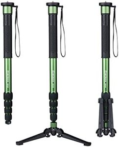 Monopode, Moman MA66 Monopieden Fibre de Carbone avec Base de Support de Trépied Réglable pour DSLR Caméra Appareil Photo Gopro 5 Sections Hauteur Maximale 168 cm, Charge Maximale 10kg, Noir Vert