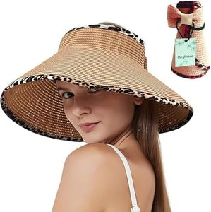 MAYLISACC Sun Visors Hats for Women Wide Brim Straw Sun UV Protection Beach Hats Foldable Floppy Hats for Women Travel