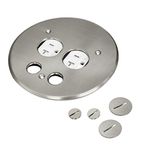 USE 705519-S 5 1/2" Floor Box Cover and Flange, 20A Duplex Tamper / Weather Resistant Receptacle - Nickel Plated Brass