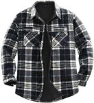 ZENTHACE Men's Warm Sherpa Lined Fleece Plaid Flannel Shirt Jacket, Navy/Beige, Regular Fit