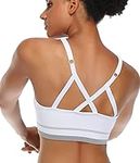 ANGOOL Strappy Sports Bras for Women, Longline Medium Support Yoga Bra Wirefree Padded Sports Bra with Adjustable Straps White 1Pack