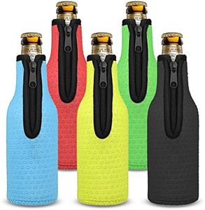 Enfriador de botellas de 330 ml, juego de 5 unidades, enfriador de botellas de cerveza con cremallera, cubiertas para enfriador de botellas de cerveza, aislantes para cerveza, bebidas