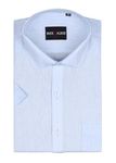 MARK & ALBERT Men's Half Sleeve Cotton Linen Shirt Blue