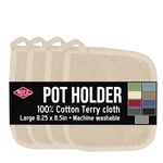 Ritz Terry Pot Holders: Heat Resistant – Ergonomically Designed, Chef Inspired, Latte, 4-Pack