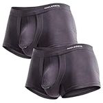 Ouruikia Men's Underwear Modal Boxer Briefs Lightweight Turnks Tagless Underpants with Separate Pouch Grey L