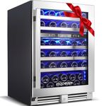 BODEGA 24 Inch Wine Cooler Dual Zone,Under Counter Wine Refrigerator 56 Bottles, Built-In and Freestanding Wine Fridge,Quick and Silent Cooling System for Red, Rose and Sparkling Wines,Stylish Look