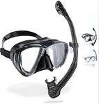 CRESSI Combo Big Eyes+Alpha U.D. Black/Black - Unisex Mask Extraordinary Visibility Big Eyes and Dry Snorkel Alpha U.D. Ideal for Diving, Snorkelling, Black/Black, One Size