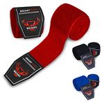 BEAST RAGE Boxing Hand Wraps 2.5/4.5 Meter Martial Arts Bandages Inner Gloves Wrist Support Straps Punching Under Hand Knuckles Heavy Elasticated Training Bag Mitts Muay Thai (Red, 4.5 M)