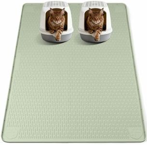 Bartuke Cat Food Mat, 57" x 40" Extra Large Silicone Pet Feeding Mat with Raised Edge Pet Placemat for Food and Water Bowl Non-Slip, Easy to Clean, Floor Protection (Green)