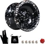 Yomega Dash Yoyo - Pro Aluminum Metal Unresponsive Yoyo with C Size Ball Bearing for Advanced yo yo Tricks + Extra 5 Strings + Glove + Bag + Die & 3 Month Warranty (Black Silver)