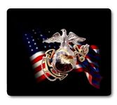 Wknoon Cool US Marine Corps Design Mouse Pad, Vintage USA Flag American Patriotic Eagle Mouse Pads Black Rectangle Mat