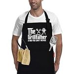 APRONPANDA The Grill Father - BBQ Cooking Apron for Men, Funny Kitchen Apron with Pockets, Christmas Gifts for Men, Husband, Dad, Grandad Birthday Gifts