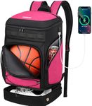 Ciihars Basketball Backpack Basketball Bag Large Sports Bag with Separate Ball holder & Shoes compartment, Best for Basketball, Soccer,Volleyball,Gym（Pink）