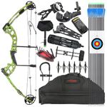 Compound Bow Kit for Adult and Beginner,Hunting Bow Archery Set with Alll Accessory,Draw Weight 30-55 Lbs, Right & Left Hand for Hunting Fishing Target Shooting (Left Handed, Green)