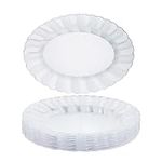 MATANA 30 Oval Clear Plastic Serving Platters, Food Party Trays - 30cm x 23cm - Buffets, Weddings, Birthdays, Christmas, Parties - Sturdy & Reusable