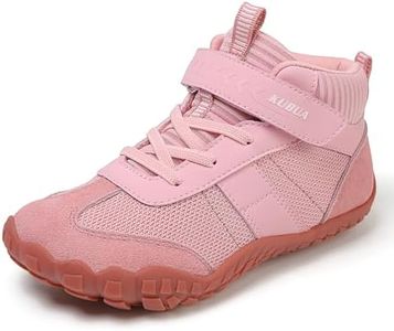 KUBUA Kids Barefoot Shoes Boys Girls High Top Minimalist Zero Drop Sneakers for Tennis Walking Hiking Athletic Pink 12 Little Kid